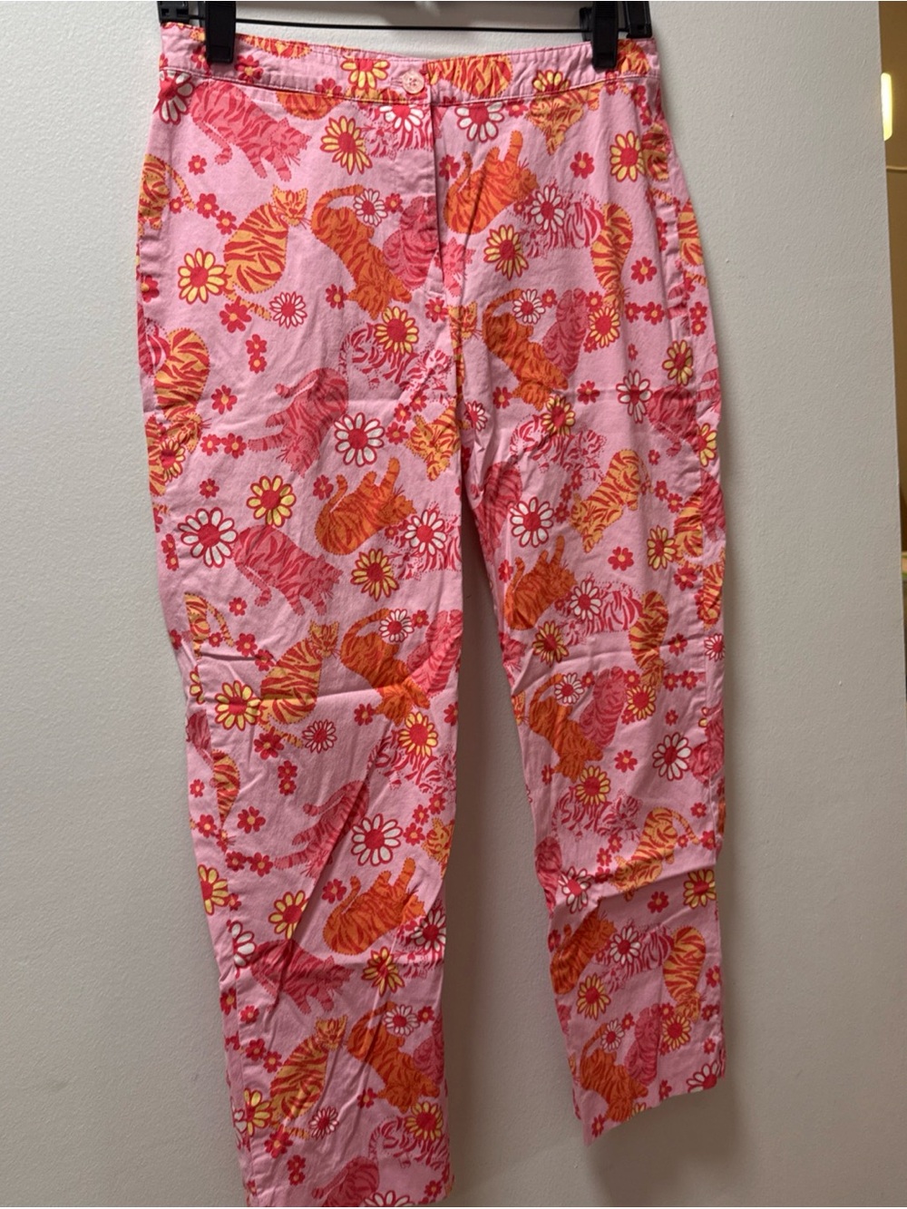 Lilly Pulitzer Pink Floral & Orange Tiger-Print Pants